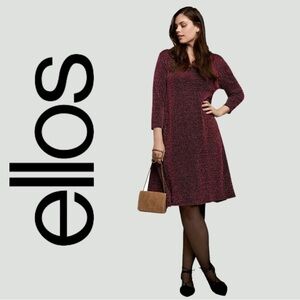 Ellos Glitter Knit Dress | Trapeze | Red & Black | Knee Length | 3X